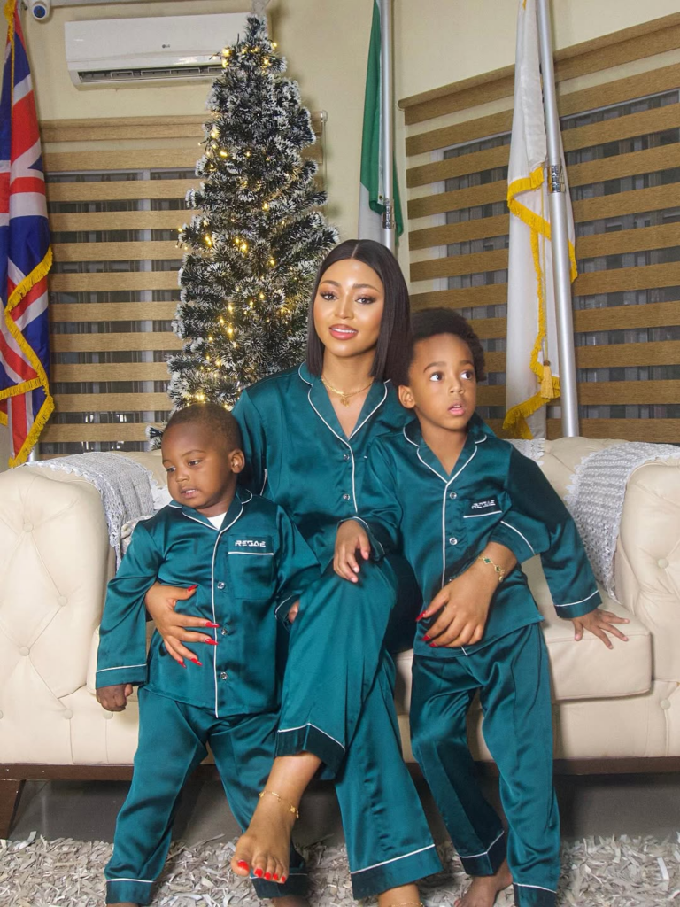 Regina Daniels Celebrates Christmas With Sons In Matching Pyjamas Regina Daniels Celebrates Christmas With Sons In Matching Pyjamas
